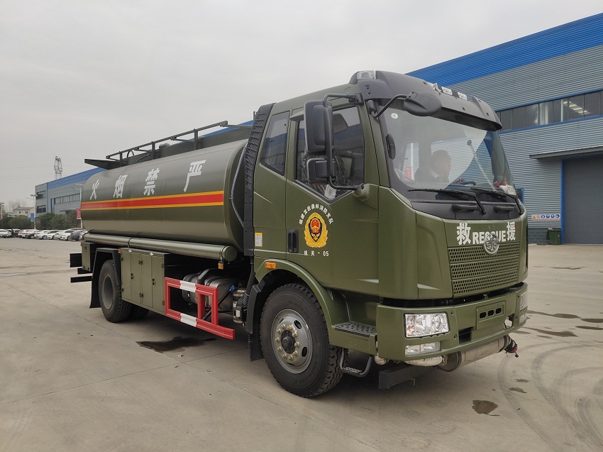 **采購(gòu)解放J6單橋14噸油罐車(chē)側(cè)面展示圖片